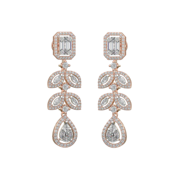 Leaflet-Luster-Diamond-Earrings made from VVS EF diamond quality with 2.84 carat diamonds