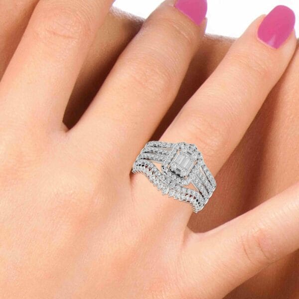 Human wearing the Majestic Marvel Solitaire Illusion Diamond Ring