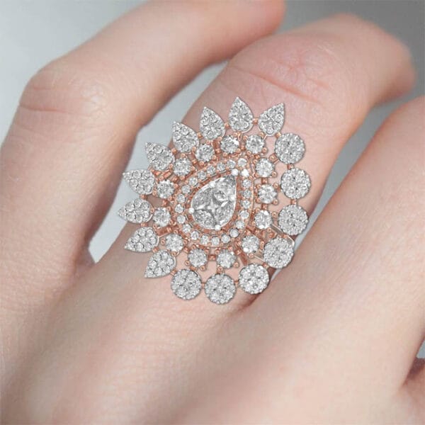 Human wearing the Ornamental Opulence Diamond Ring