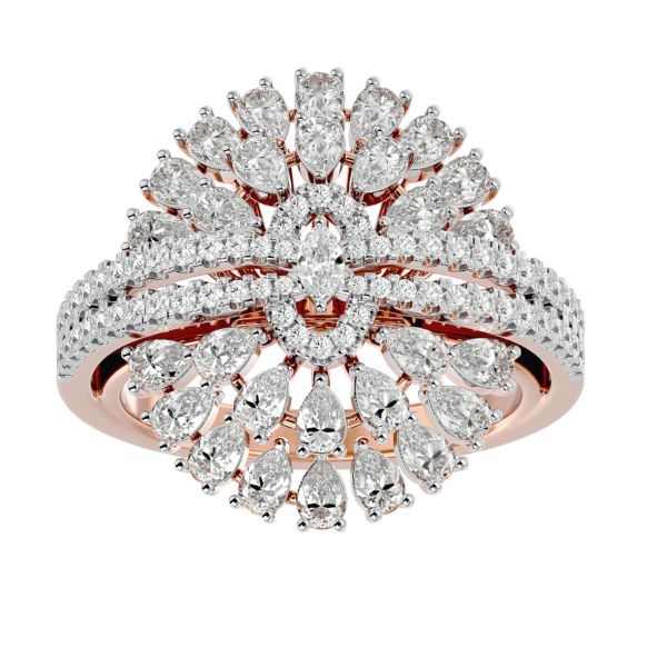 View of the Ostentatious Blossom Diamond Ring in close up
