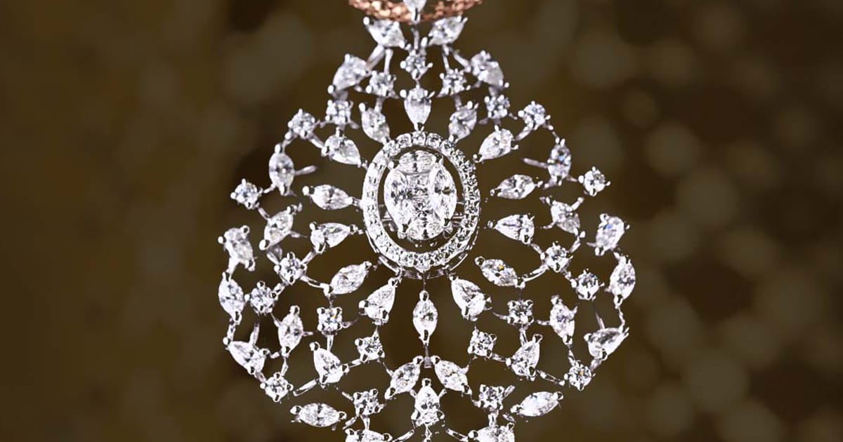Closeup view of beautiful diamond pendant