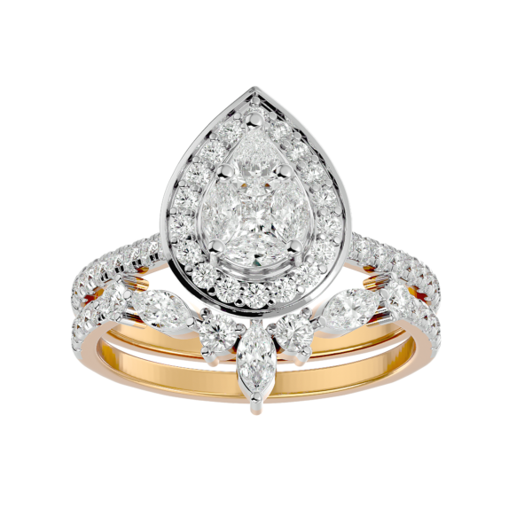 View of the Precious Petals Solitaire Illusion Diamond Ring in close up