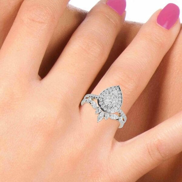 Human wearing the Precious Petals Solitaire Illusion Diamond Ring