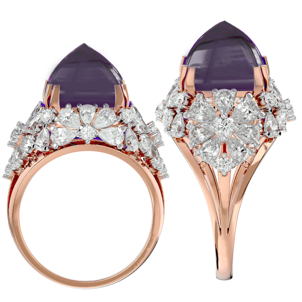 An additional view of the Pulchritudinous Purple Diamond Ring