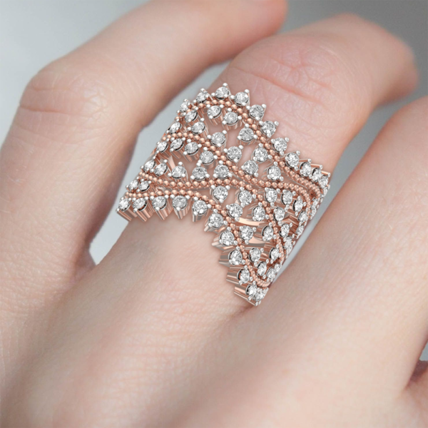 Human wearing the Resplendant Impressions Diamond Ring