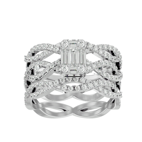 View of the Royal Splendour Solitaire Illusion Diamond Ring in close up