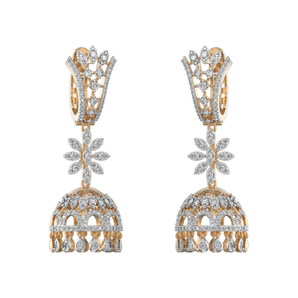 Splendid Beauty Jhumka Diamond Earrings made from VVS EF diamond quality with 3.49 carat diamonds