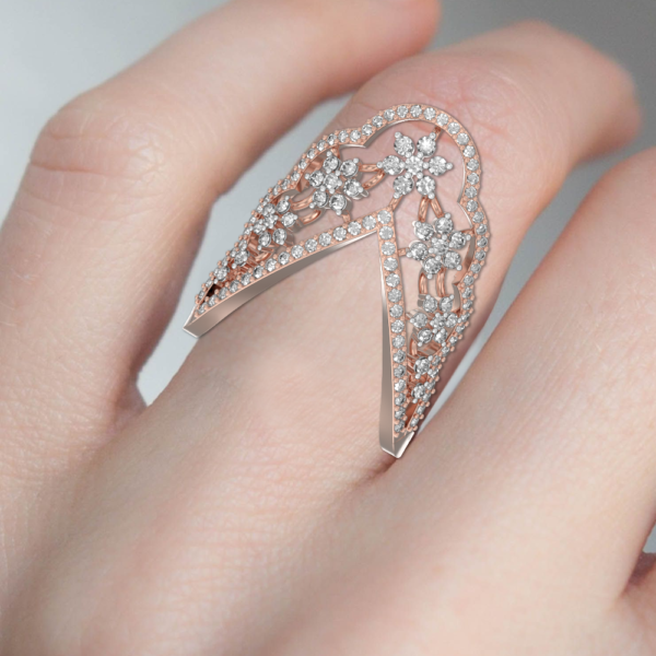 Human wearing the Stars Of Symphony Vanki Diamond Ring