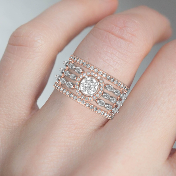 Human wearing the Synchronized Stunner Diamond Ring
