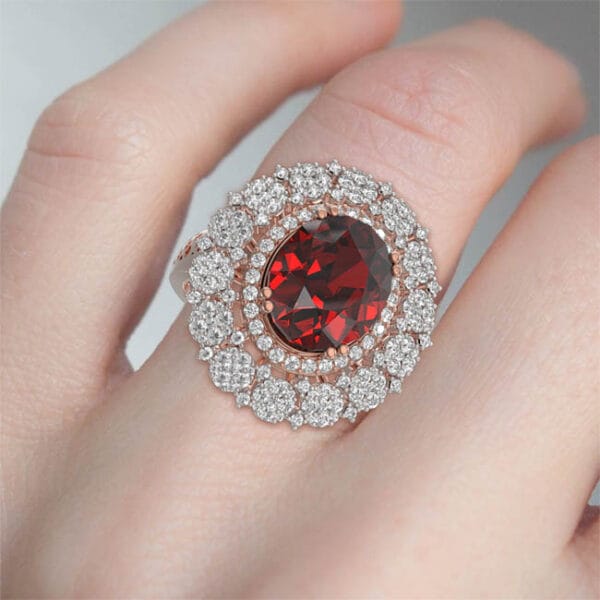 Human wearing the Vermilion Vibrance Diamond Ring