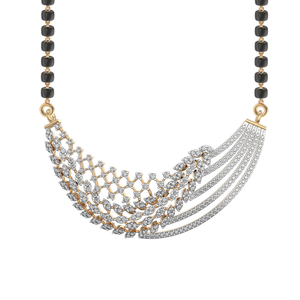 Waves Of Shimmer Diamond Mangalsutra made from VVS EF diamond quality with 1.47 carat diamonds