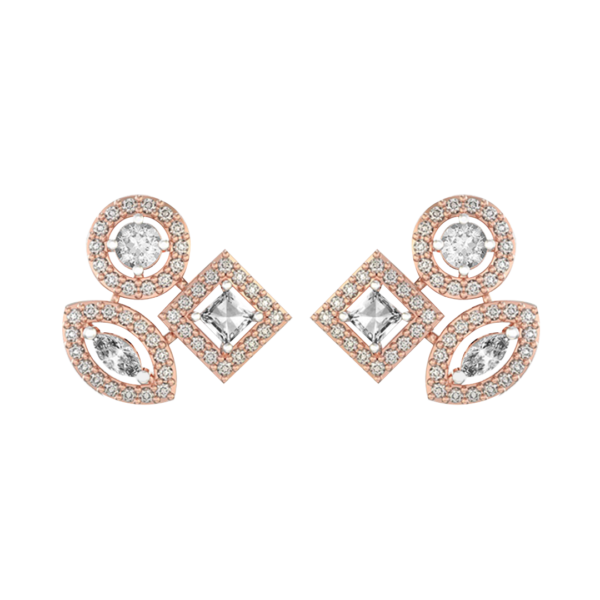 View of the Cosset Dazzles Diamond Earrings in close up