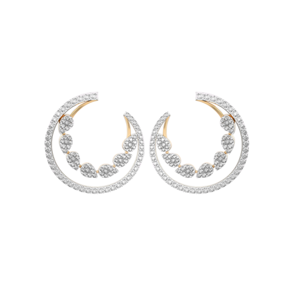 View of the Crescent Charmer Diamond Earrings in close up