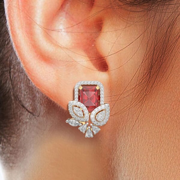 Human wearing the Erubescent Ecstasy Diamond Earrings