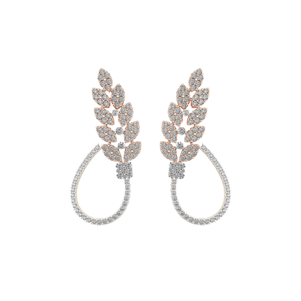 View of the Phenomenal Petiole Diamond Earrings in close up
