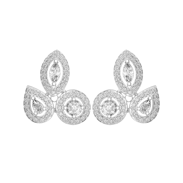 View of the Polyhymnia Pageantry Diamond Earrings in close up