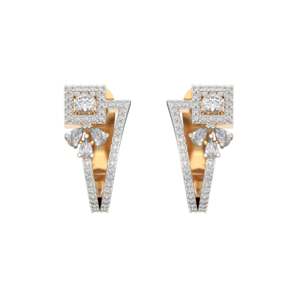 An additional view of the Sensous Angles Diamond Earrings