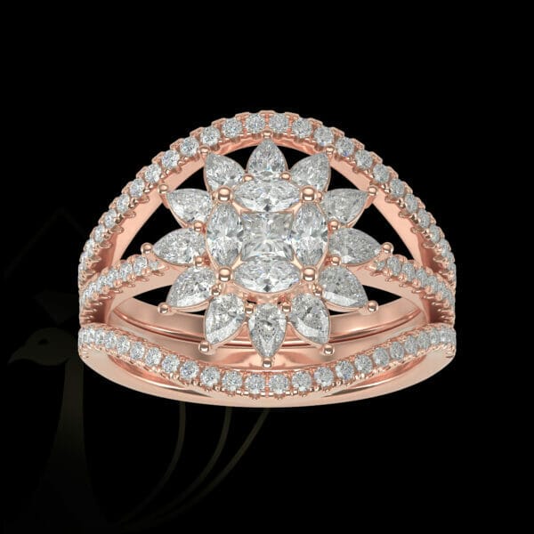 The blooming love diamond ring in rose gold.