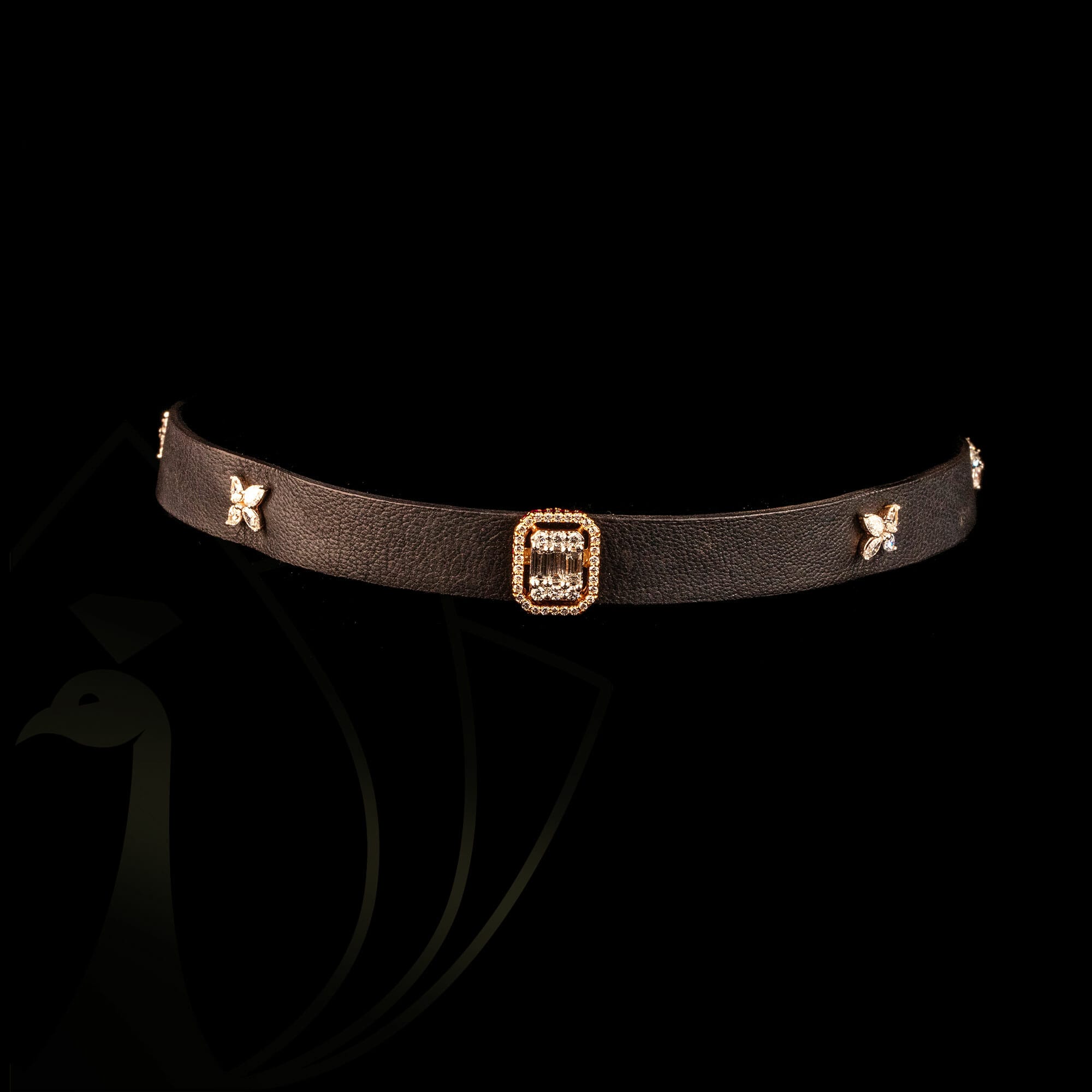 Circle of Charm Diamond Choker in Genuine Leather from our exclusive Gulz Collection