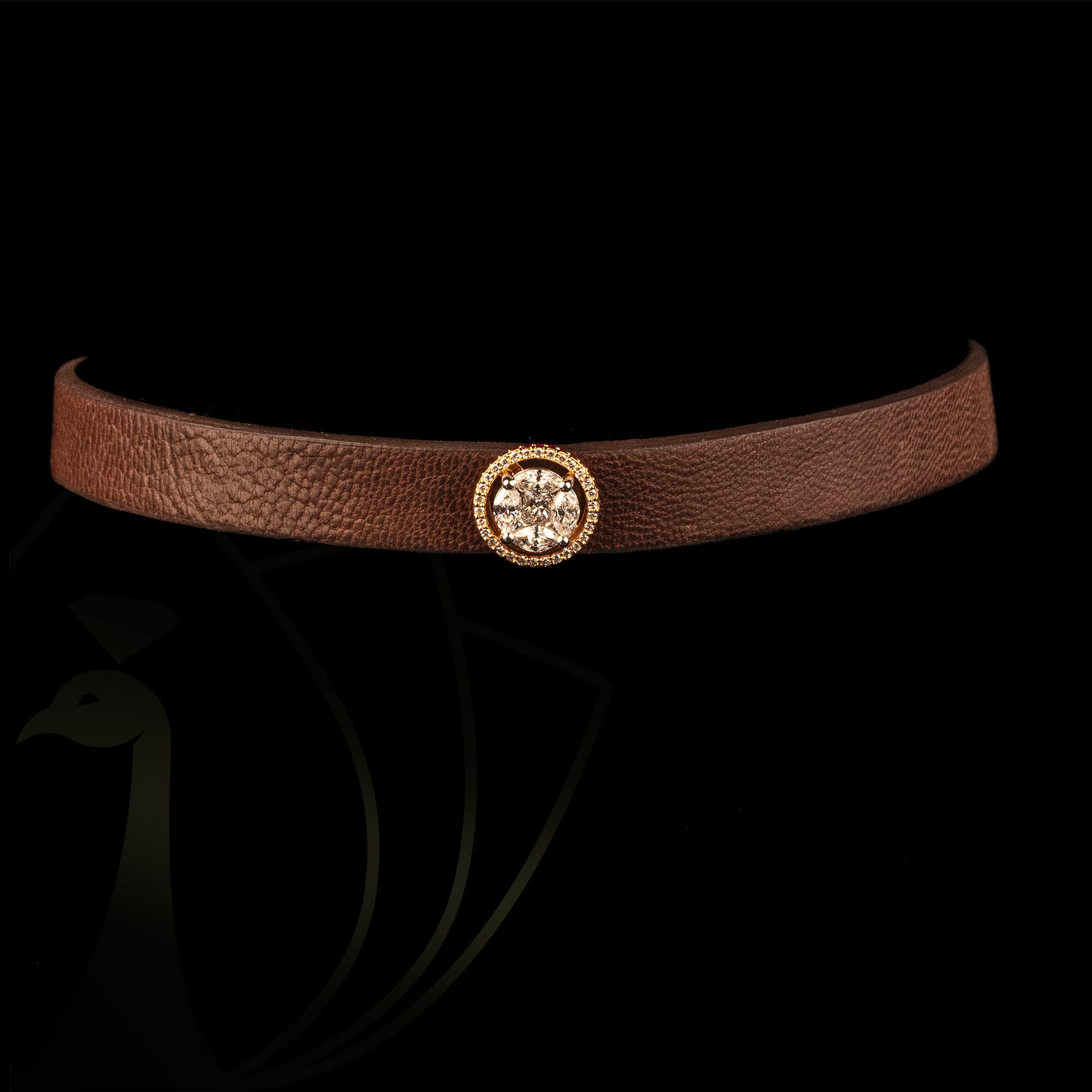 Exquisite Ecstasy Diamond Leather Choker from our exclusive Gulz Collection
