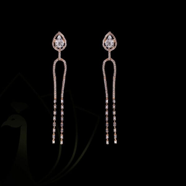 A pair of flaming desire diamond chandelier earrings.
