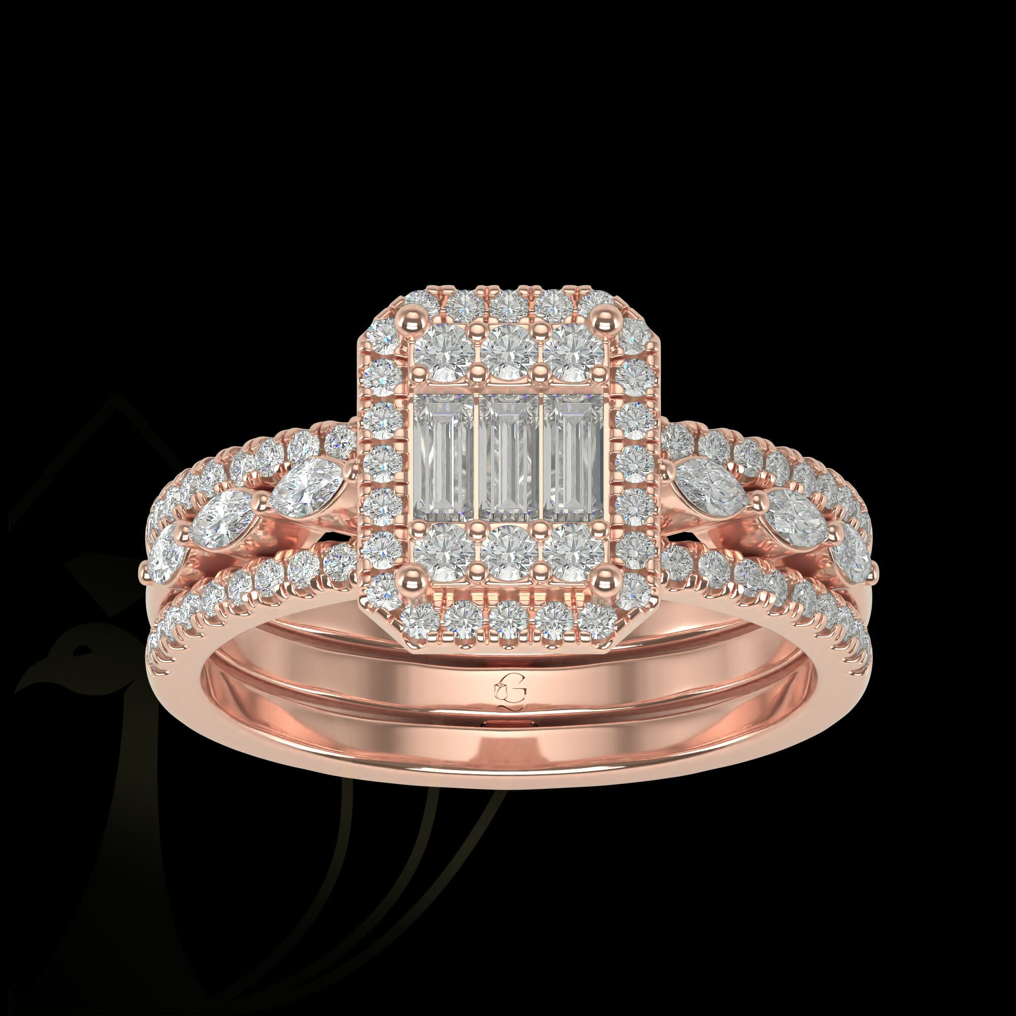 The shining glory diamond ring in trendy rose gold.